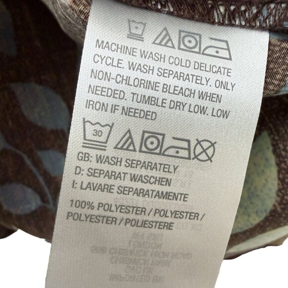 Denim & Co. Womens Top Medium Brown Leaf Print Button Up Shirt Long Sleeve NWOT - Picture 12 of 12